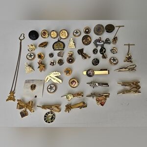 Huge Lot Vintage Freemason Pins, Buttons, Tie Tacks, More (50+)